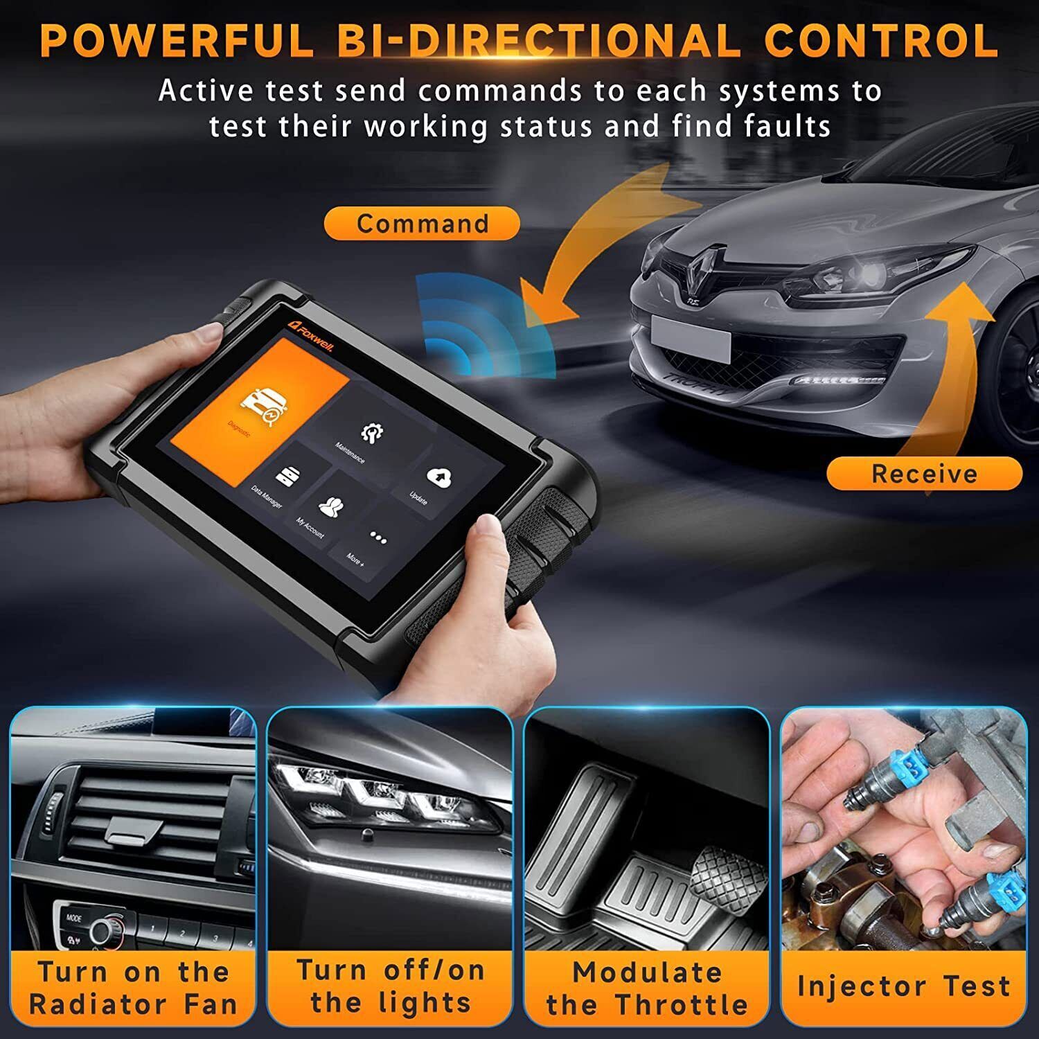 FOXWELL NT809BT OBD2 Scanner Bidirectional Diagnostic Tool Key Coding DPF TPMS