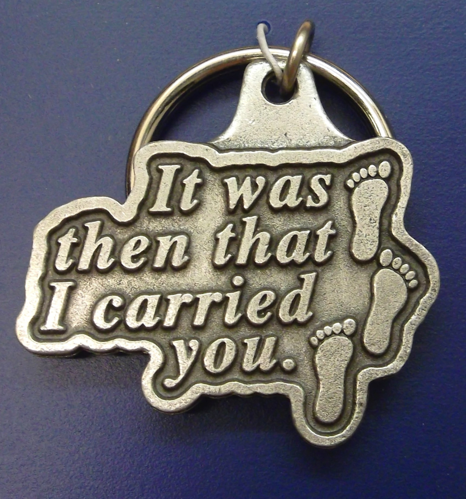 Footprints in the Sand Keychain With Saying SIGNED by FC Pewter Made in USA NEW