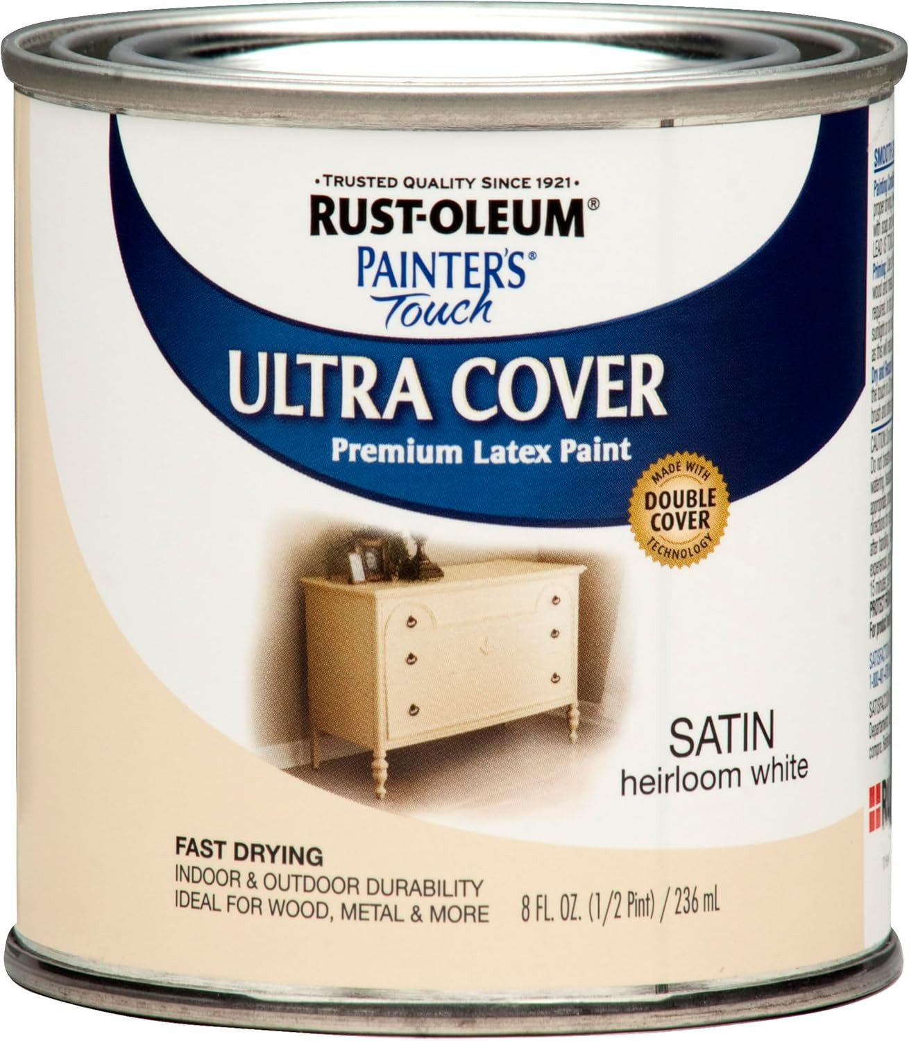 267313-Painter'S Touch Latex Paint, 1 Half Pint, Satin Heirloom White