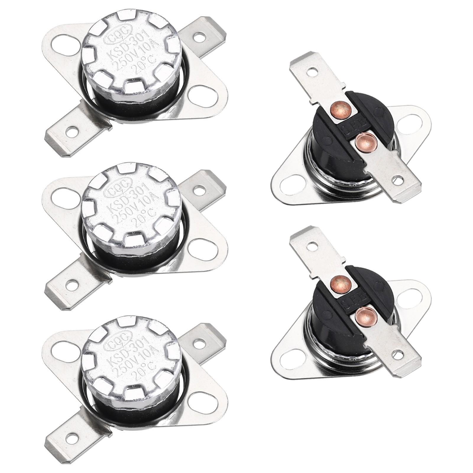 5PCS Temperature Control Switch Thermostat 20°C 10A N.C 6.3mm Pin