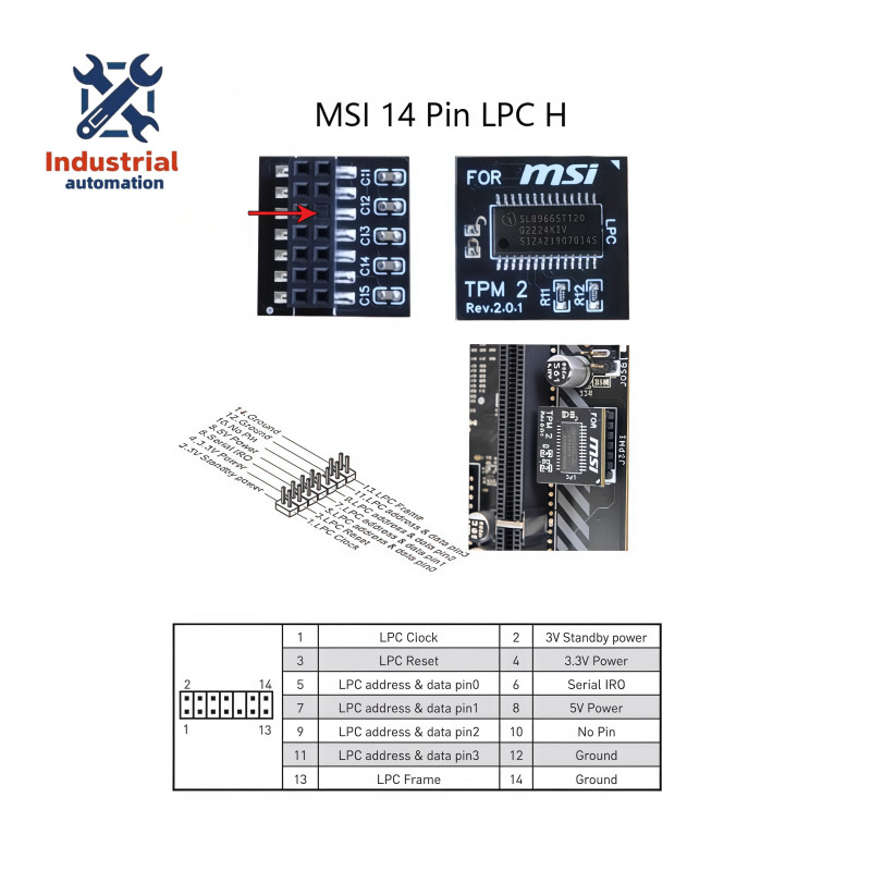 NEW MSI LPC H TPM Module (14 Pin 14-1) TPM 2.0 Trusted Platform Free Shipping