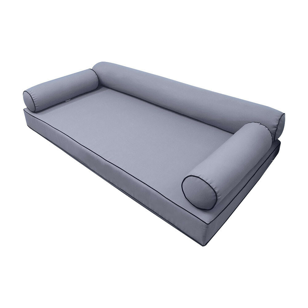 |SLIPCOVER ONLY|S6 Daybed Bolster Pillow Covers Contrast Piped Trim Twin AD001