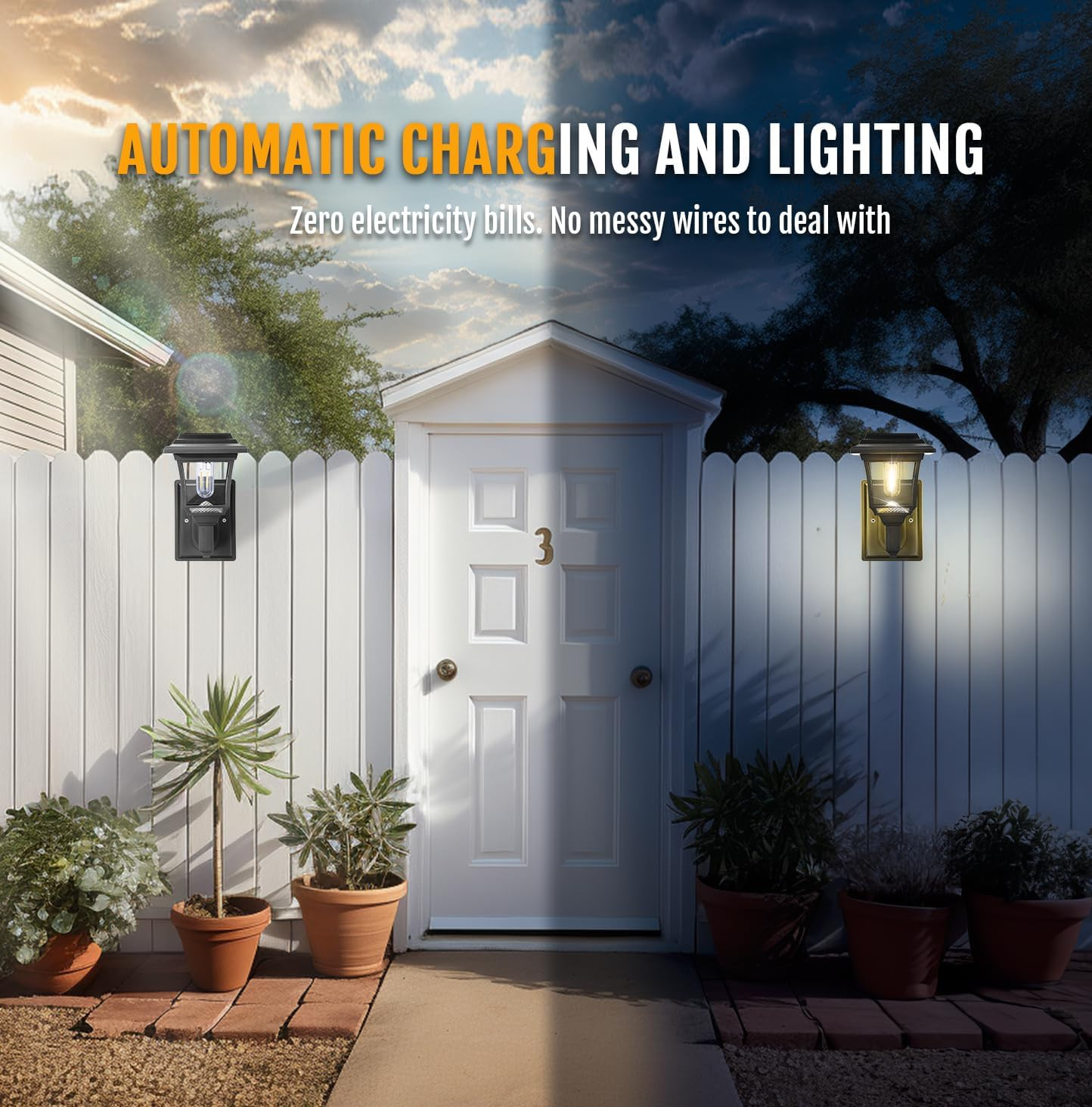 2 Pack Solar Lanterns for Playhouse, Automatic Wall Lanterns for Outdoor Playhou
