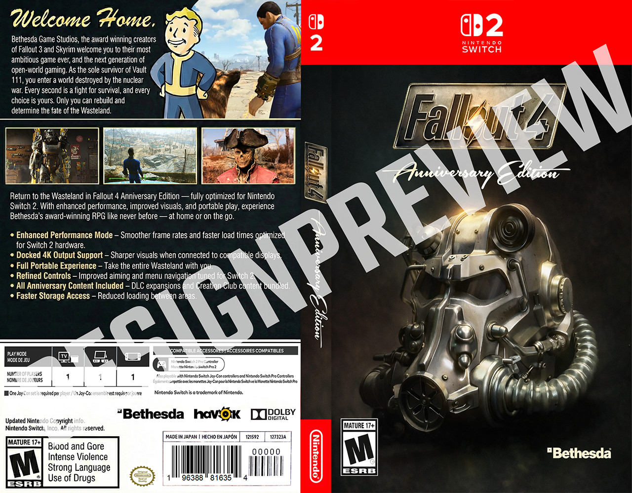 Custom Fallout 4 Nintendo Switch 2 Case & Insert (Fan Made) – No Game Included