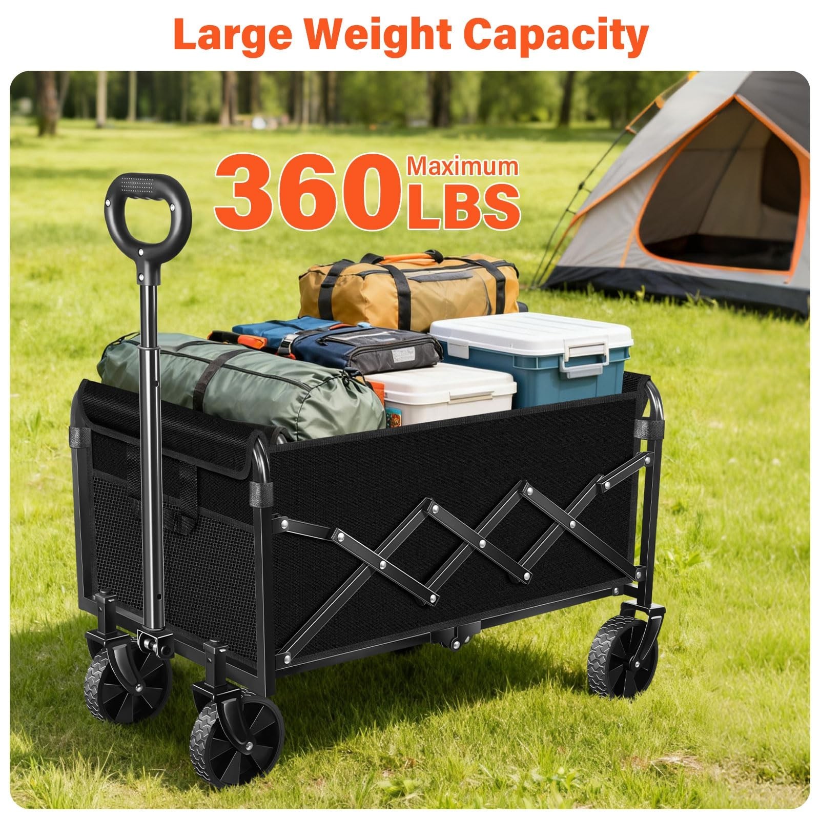 Wagons Carts Foldable - Portable Folding Collapsible Wagons with Wheels - Hea...
