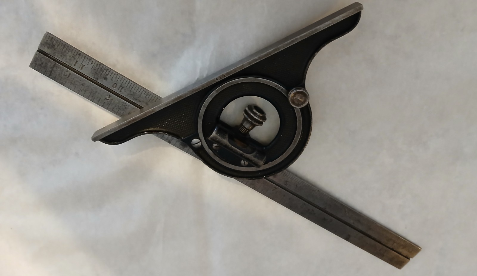 Vintage Starrett Number 12 Protractor Head with 12 Inch Starrett Ruler Number 4