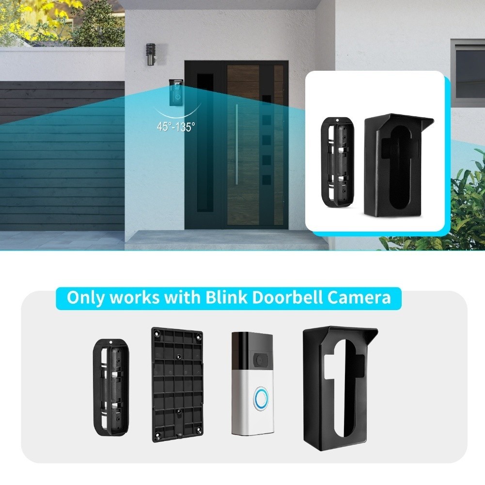 Compatible Adjustable Video Doorbell Bracket Fits Most Models Black Plastic