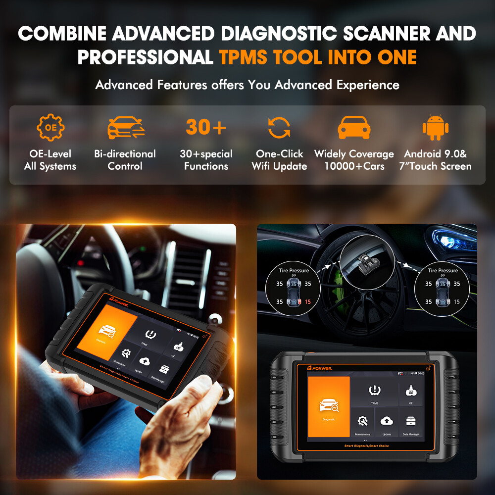 Foxwell NT809TS Bidirectional Car OBD2 Scanner Diagnostic Tool TPMS programming