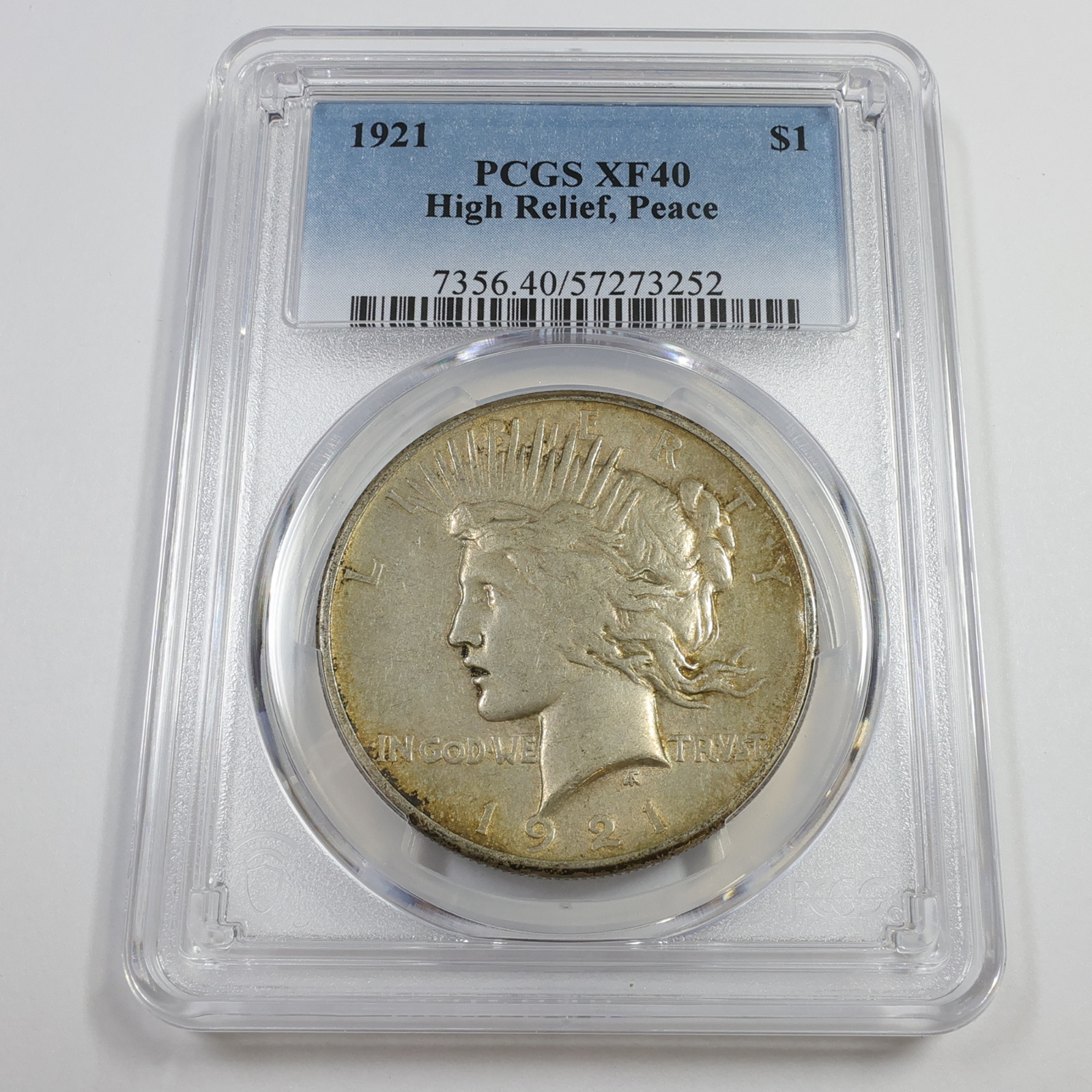 1921 P PCGS XF40 - High Relief Silver Peace Dollar $1 US Coin #57116A