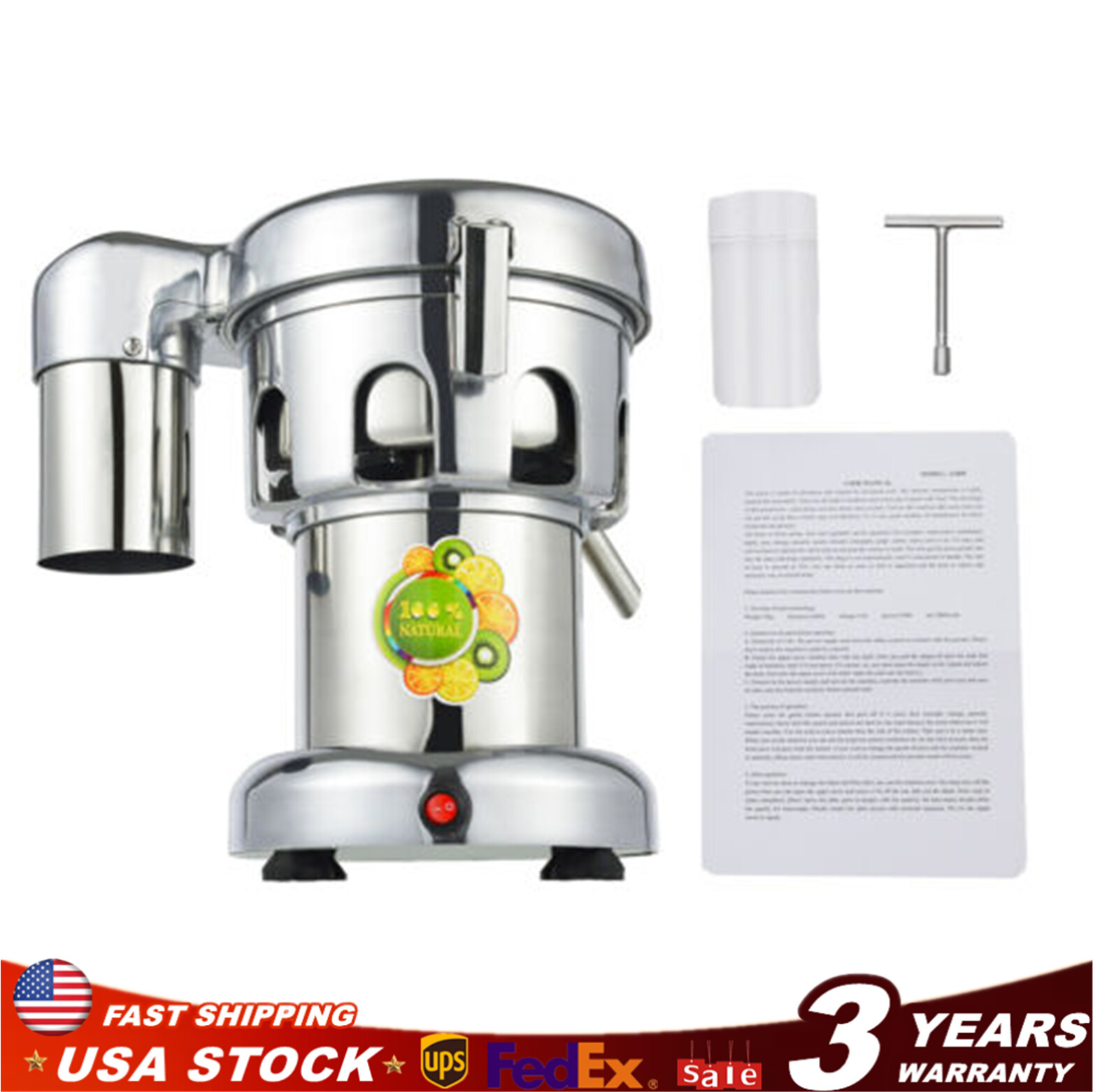 Commercial Heavy Duty Juice Extractor Machine Stainless Steel Juicer New US