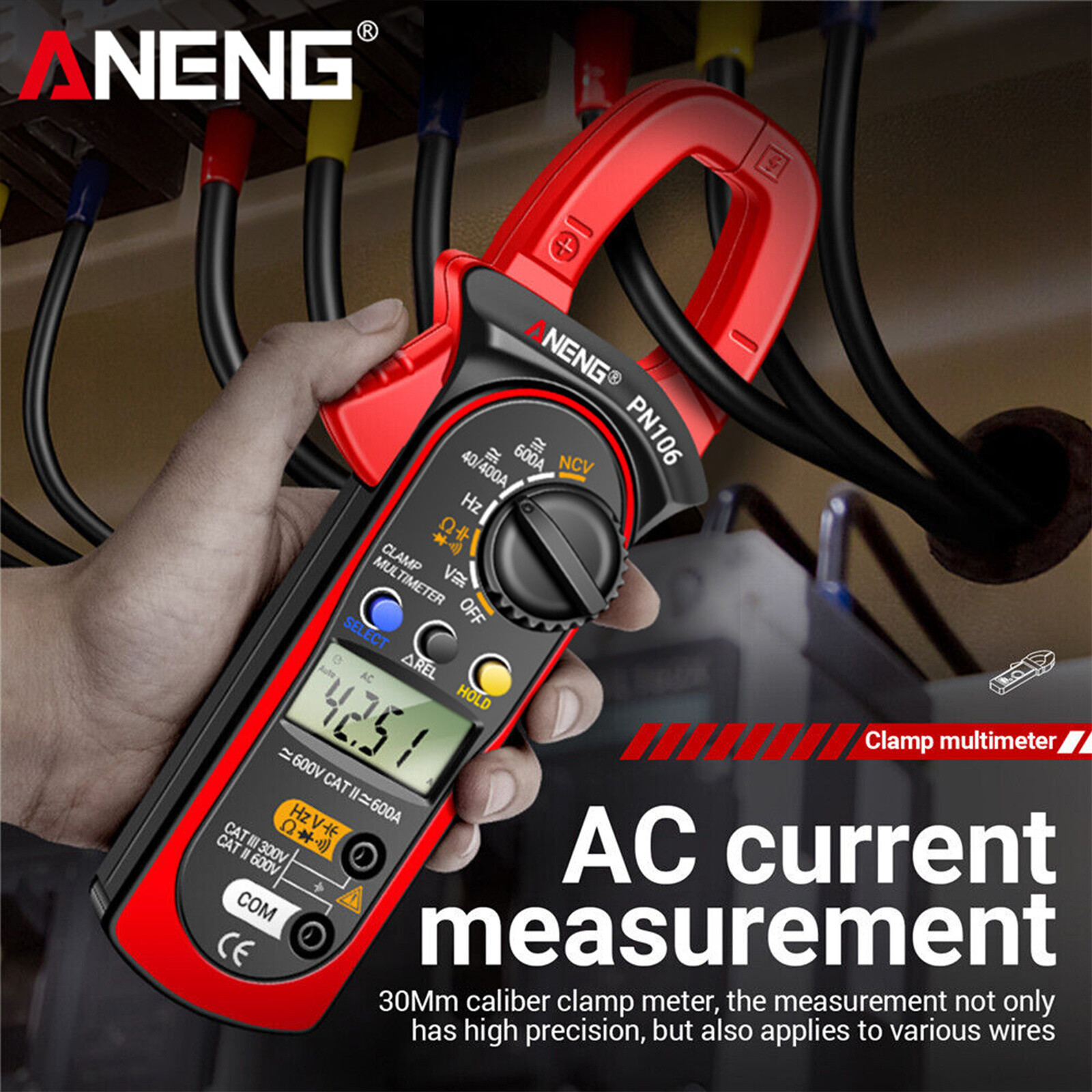 NEW AC/DC Current Digital Clamp Meter Amp Multimeter Handheld Tester 4000 Counts