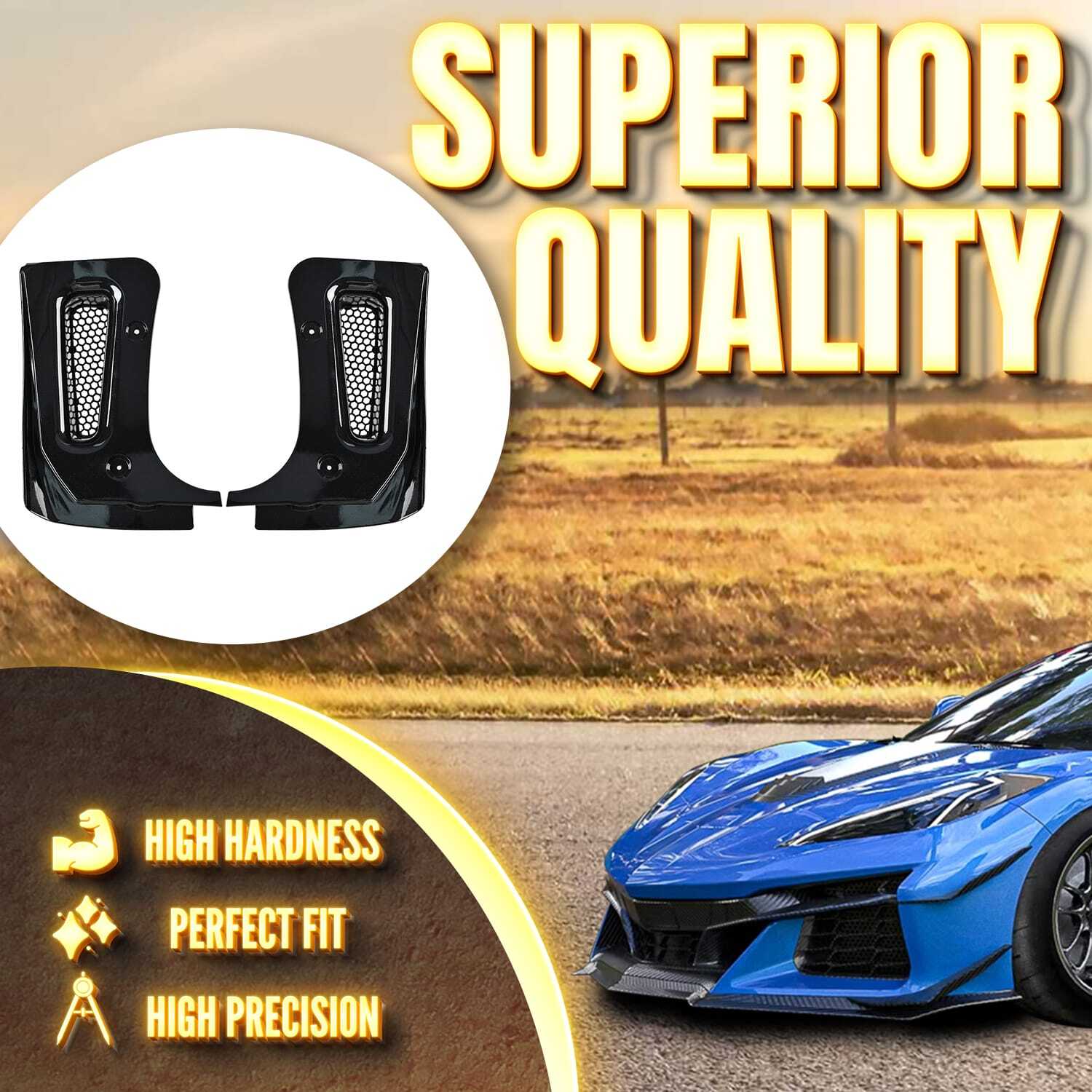 1 Set Gloss Black Rock Guards Extended Splash Mud Guard Flap For Corvette C8 Z06
