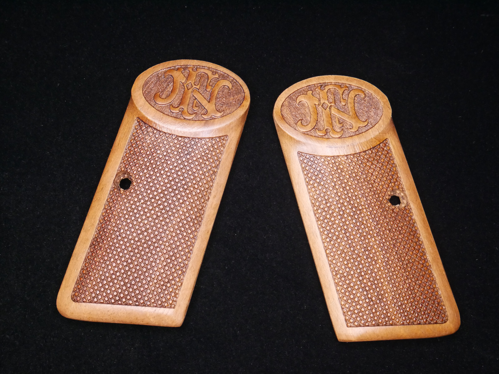 CUSTOM MADE, WALNUT WOOD BROWNING FN 1910 32 Cal. GRIPS *CHECKERED*