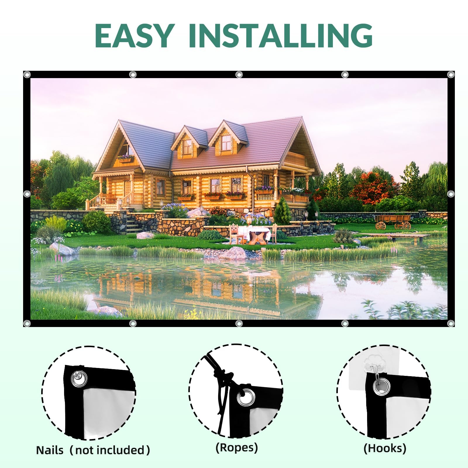TOWOND 120 Inch Foldable Projector Screen for Wall, Front/Rear Projection