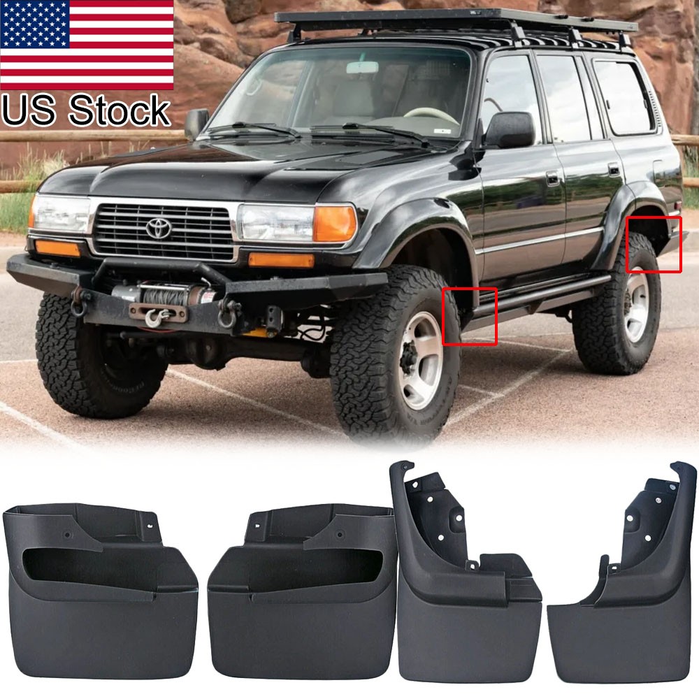 4Pcs Mud Flaps Splash Guards For Toyota Land Cruiser W/Fender Flares 1990-1997