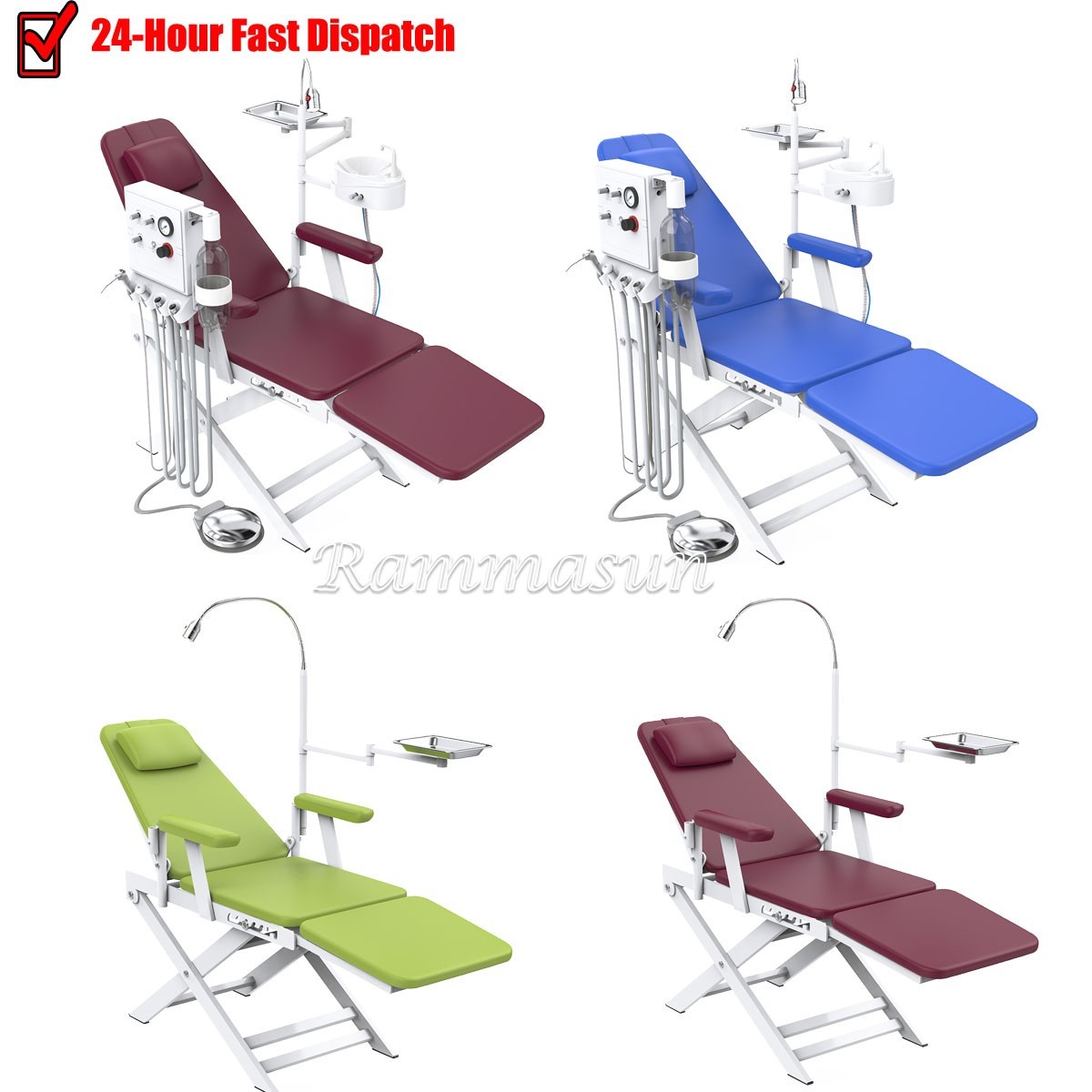 Silla plegable dental portátil unidad móvil de turbina 4Hole luz led simple