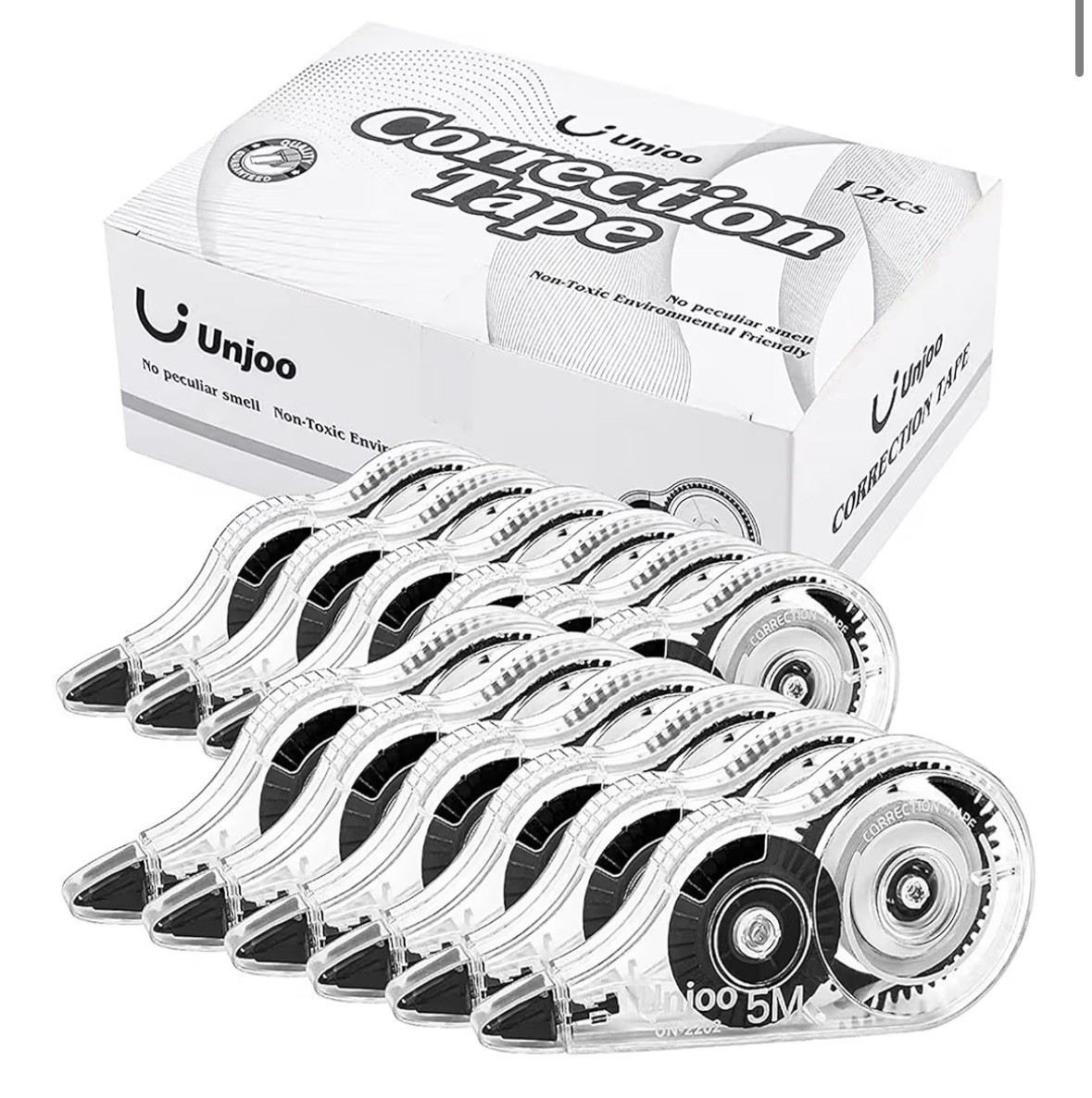 White Correction Tape By Unjoo, Easy To Use (Pack of 12), Bulk Buy