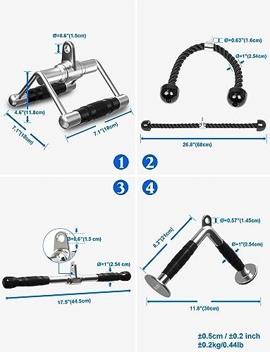 Cable Machine Attachments Set V Bar Tricep Rope Straight Bar Lat Pulldown Home