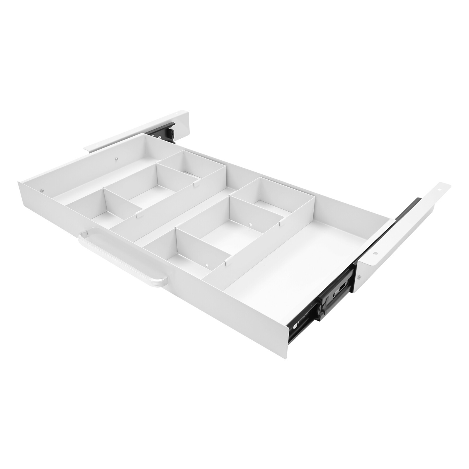 White 21.5" Under Desk Mounted Sliding Pull-out Drawer For Standing Desks