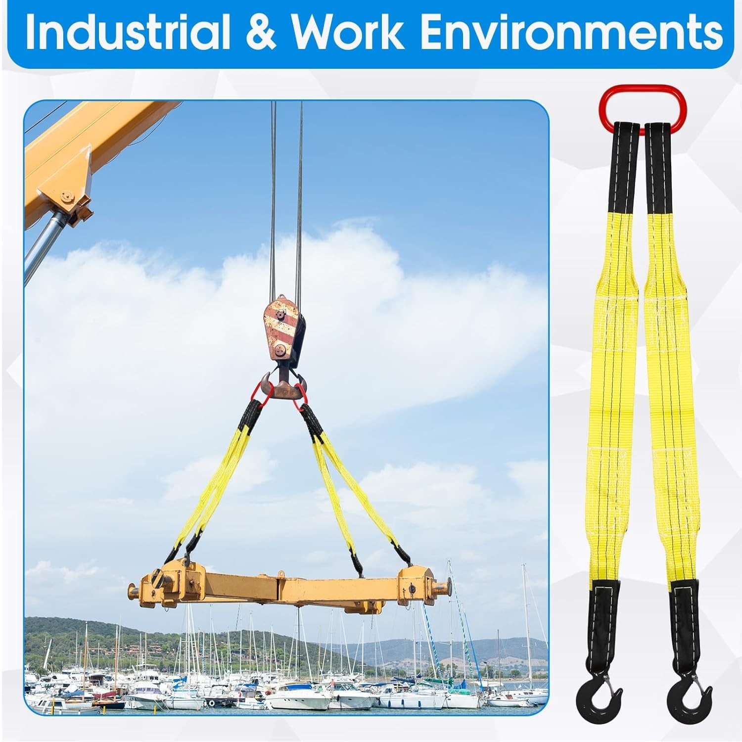 Lifting Slings Straps 2 Pack Heavy Duty Polyester Web Slings Hooks Capacity