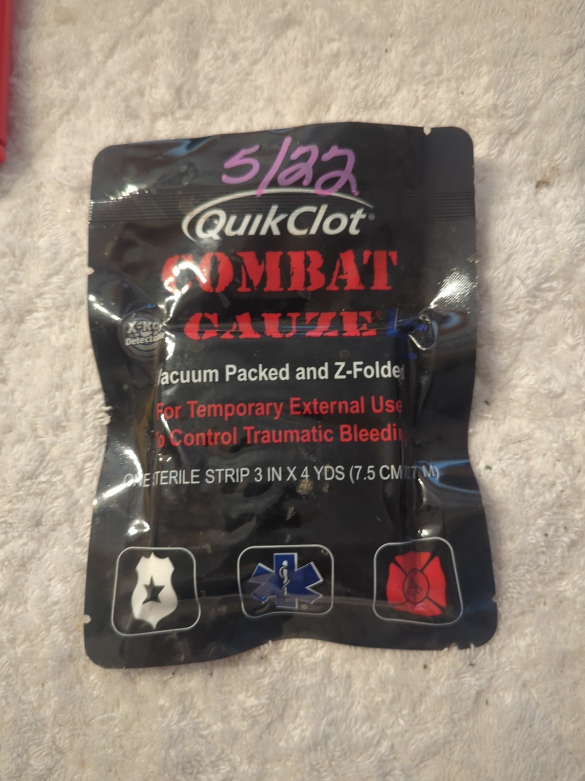 QuikClot Combat Gauze Hemostatic Dressing Vacuum Packed exp. 5/22