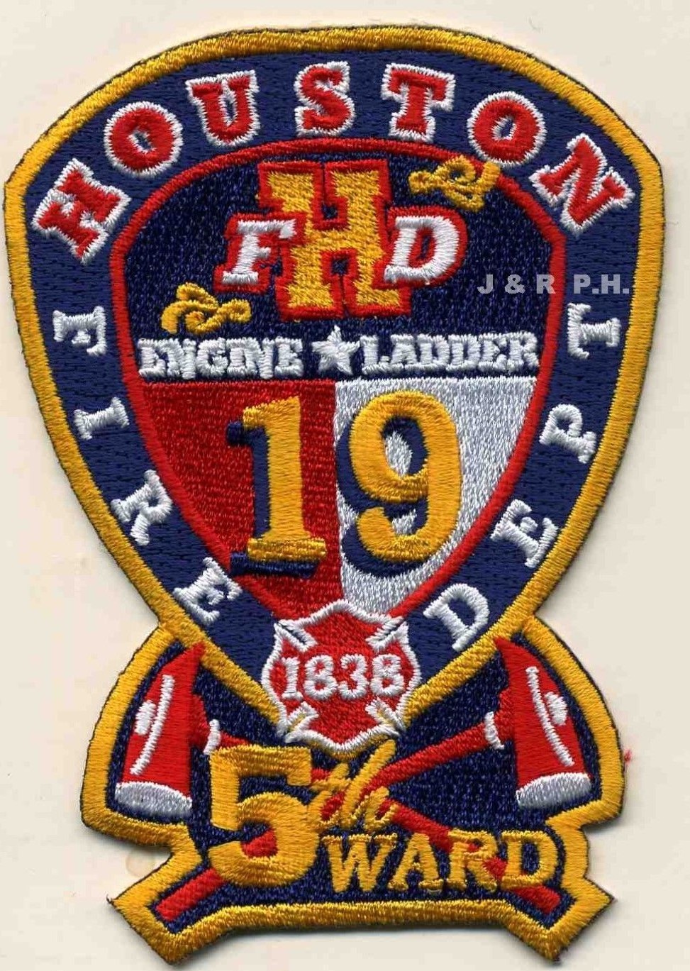 Houston Station - 19  "5th Ward - 1838", Texas  (3.25" x 4.5" size) fire patch