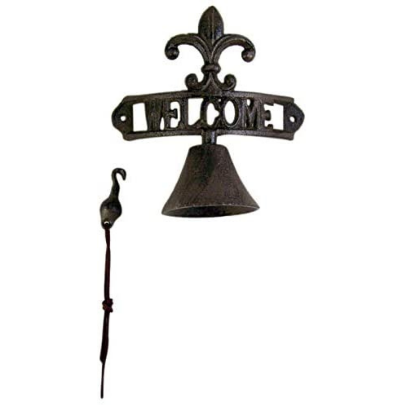 Rustic Cast Iron Fleur De Lis Welcome Dinner Bell, 8 1/4 Inches