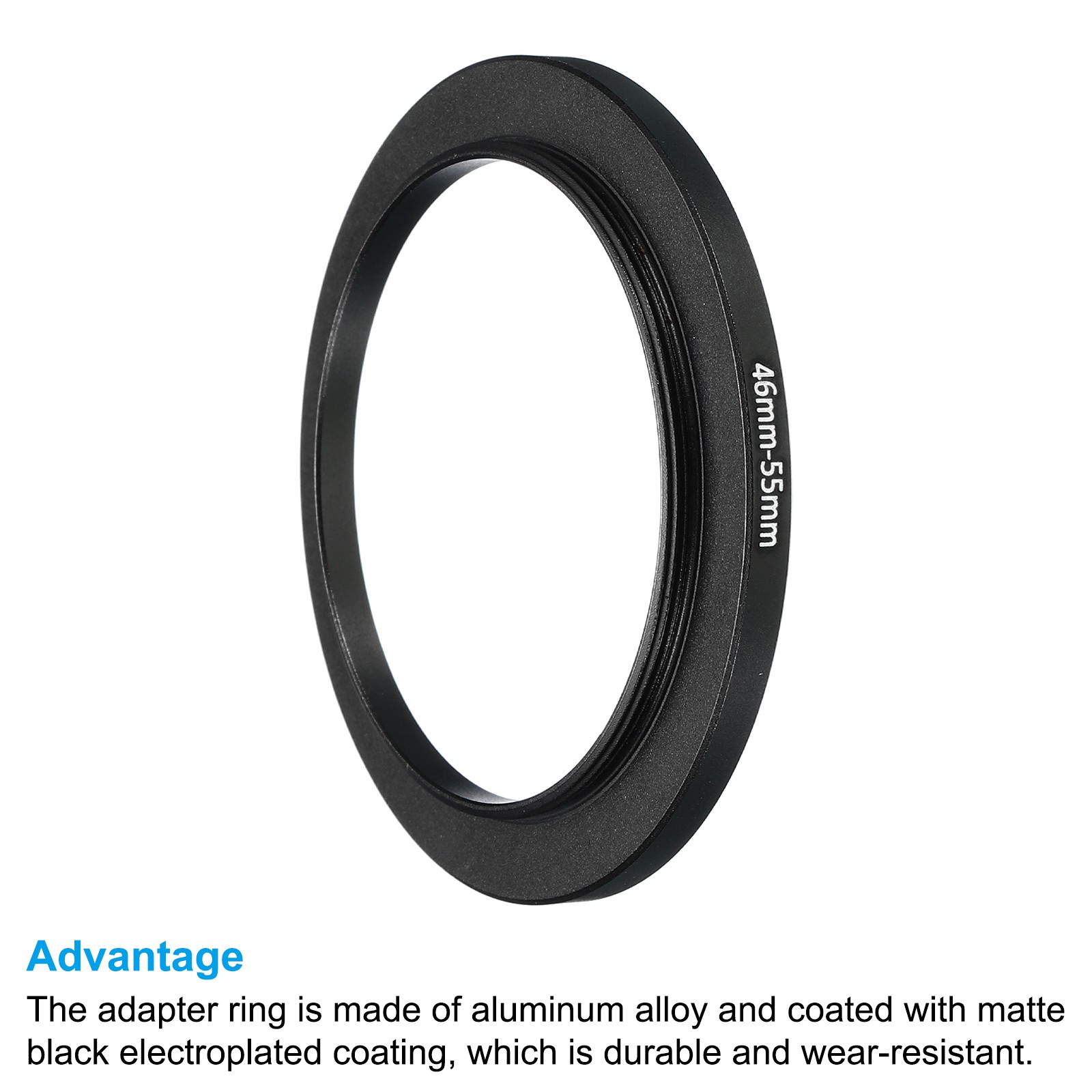 2 Pcs 46mm-55mm Metal Step Up Ring Camera Lens Filter Adapter Ring Black