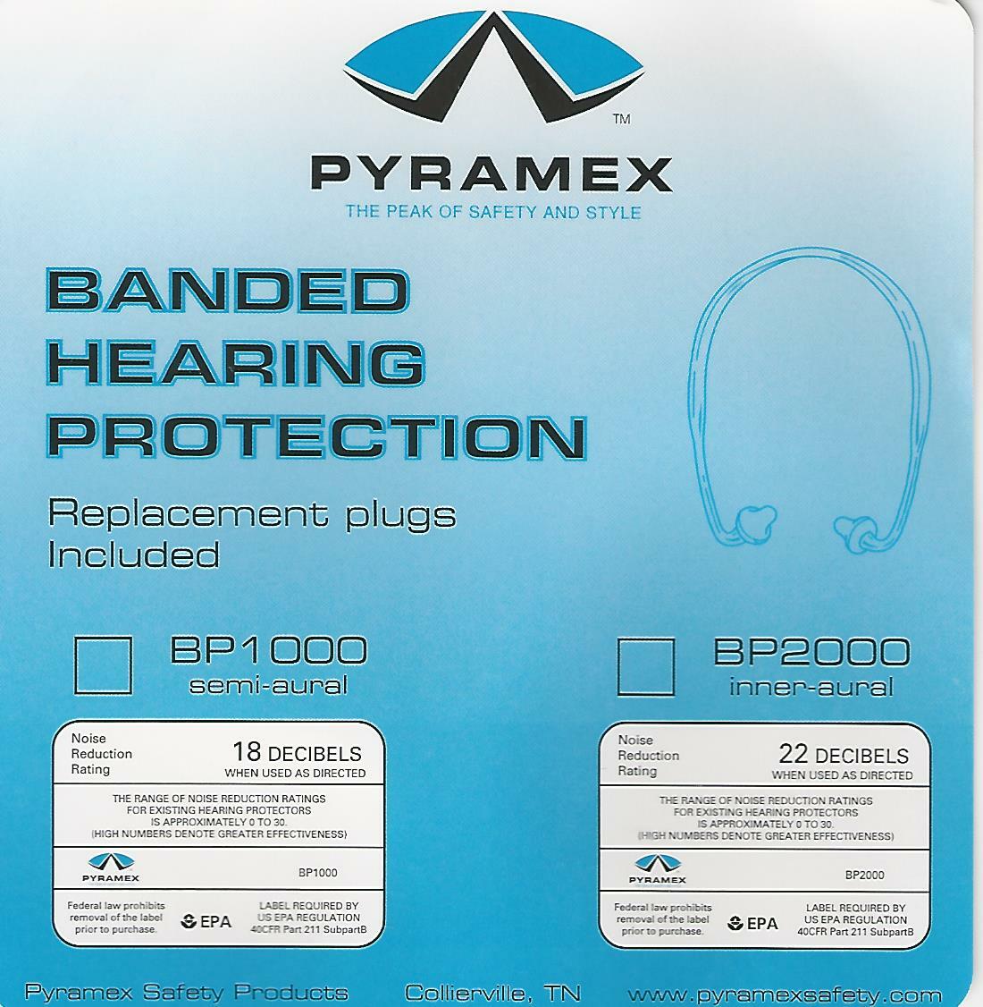 BP2000 Inner-Aural Banded Hearing Protection, Replacement Plugs Included