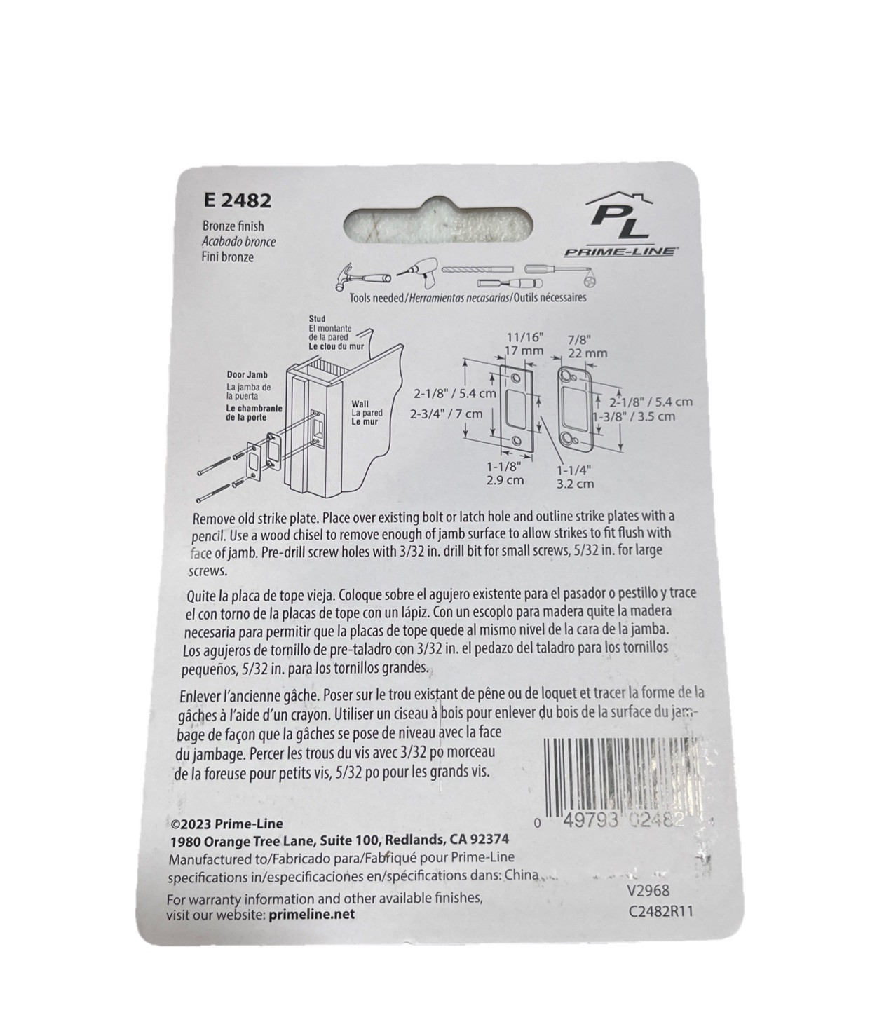 Prime Line E 2482 Deadbolt Strike (3 Pack)