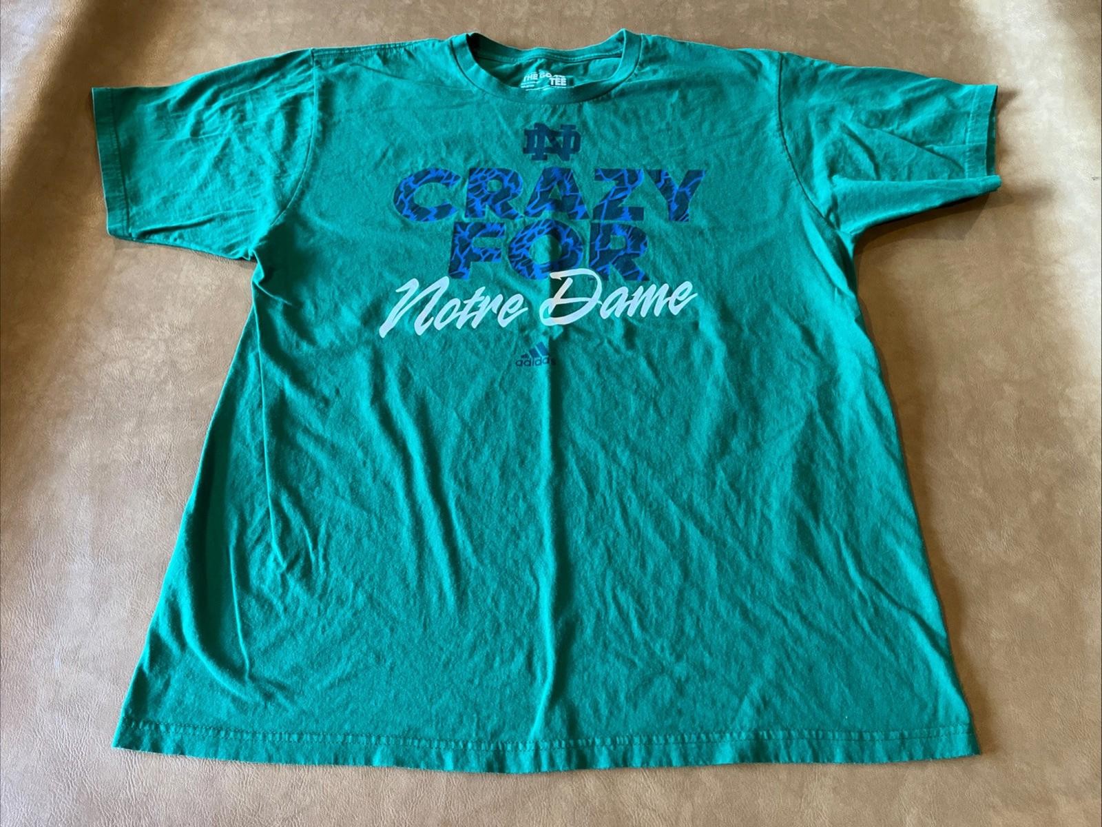 Crazy For Notre Dame Adidas Go To Tee Shirt (Adult XL) Green