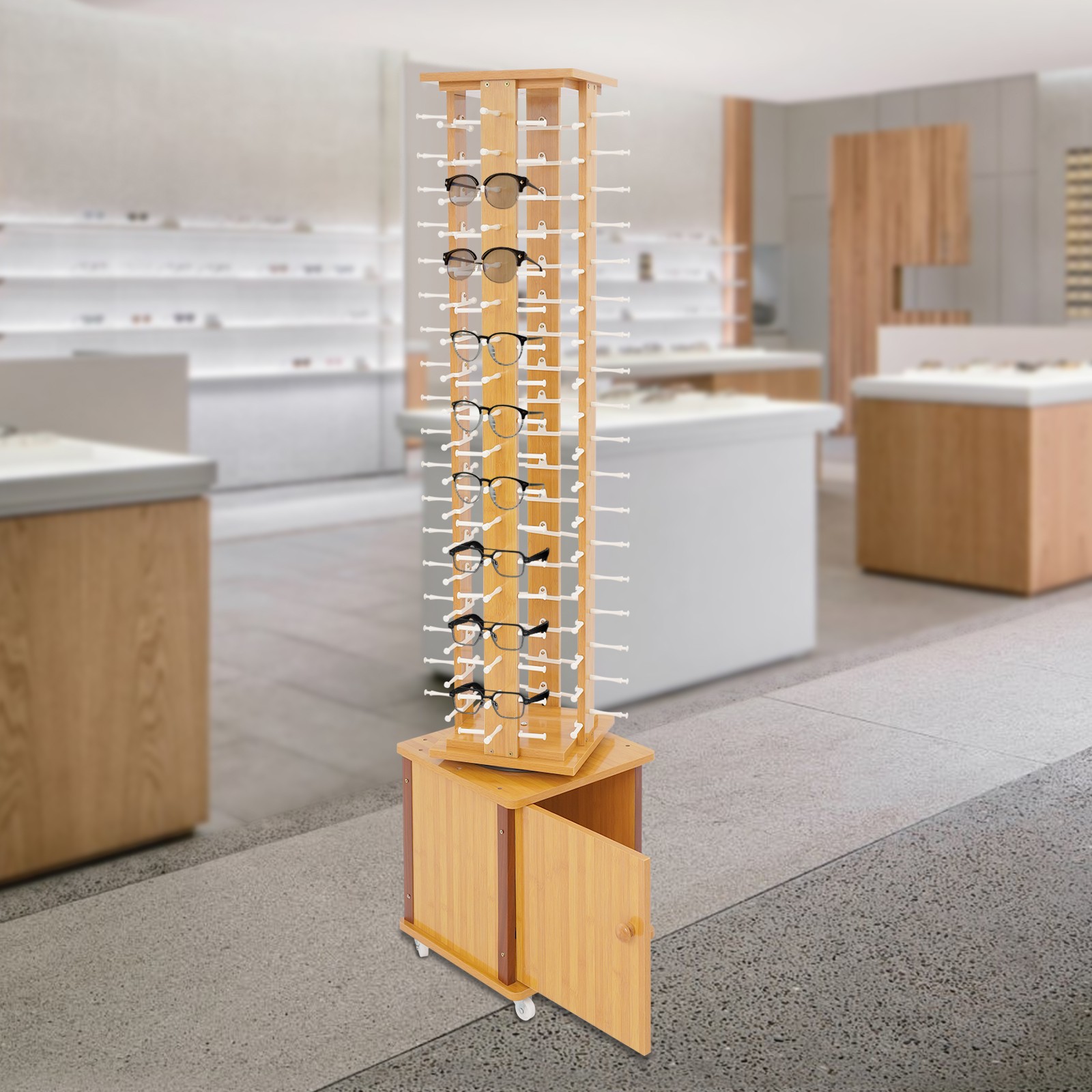 72-Pair Eyeglass Display Rack Rotating Glasses Storage Stand Floor-standing