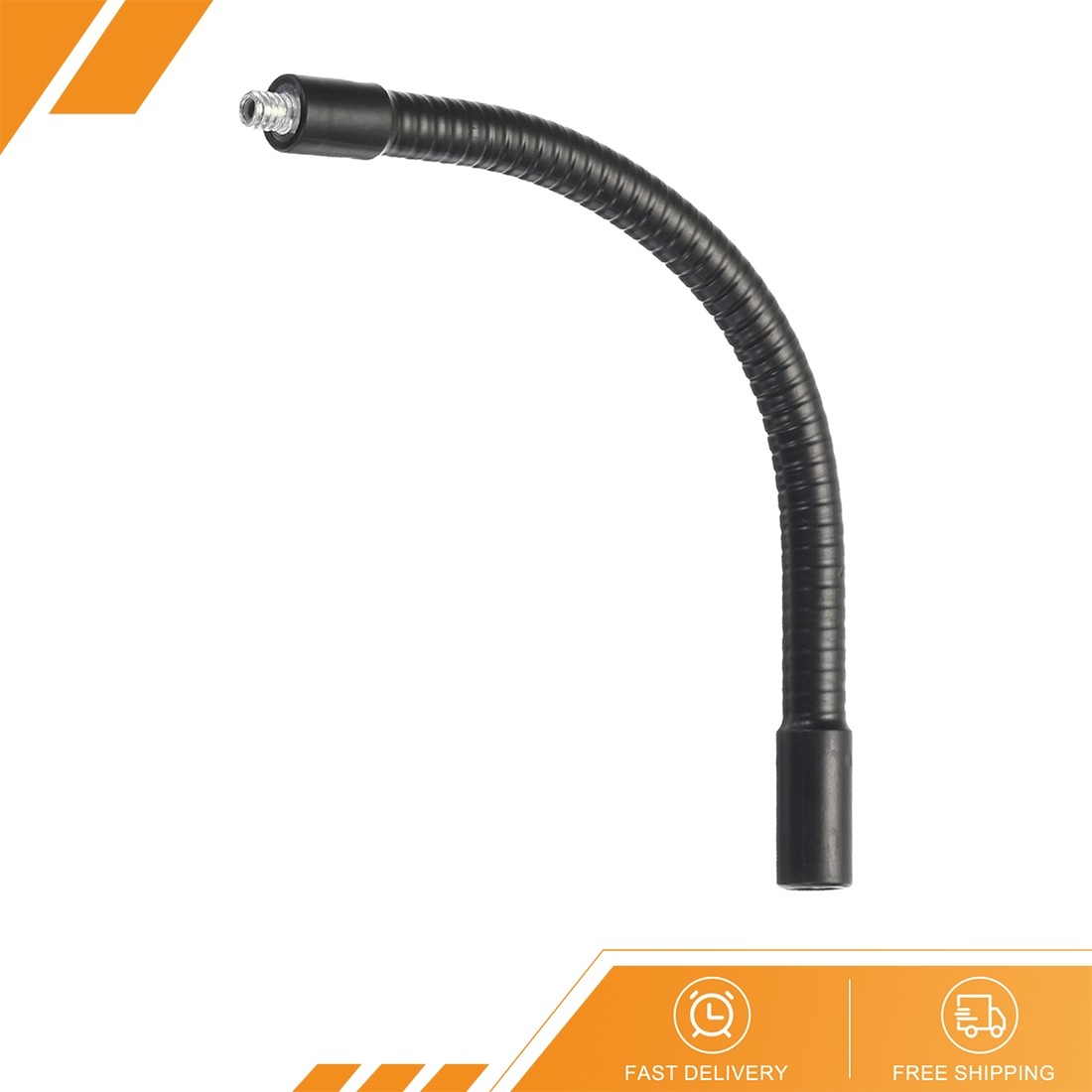 8" Gooseneck 1/4"-20 Female to Male Thread Flexible Tube Extension - Black