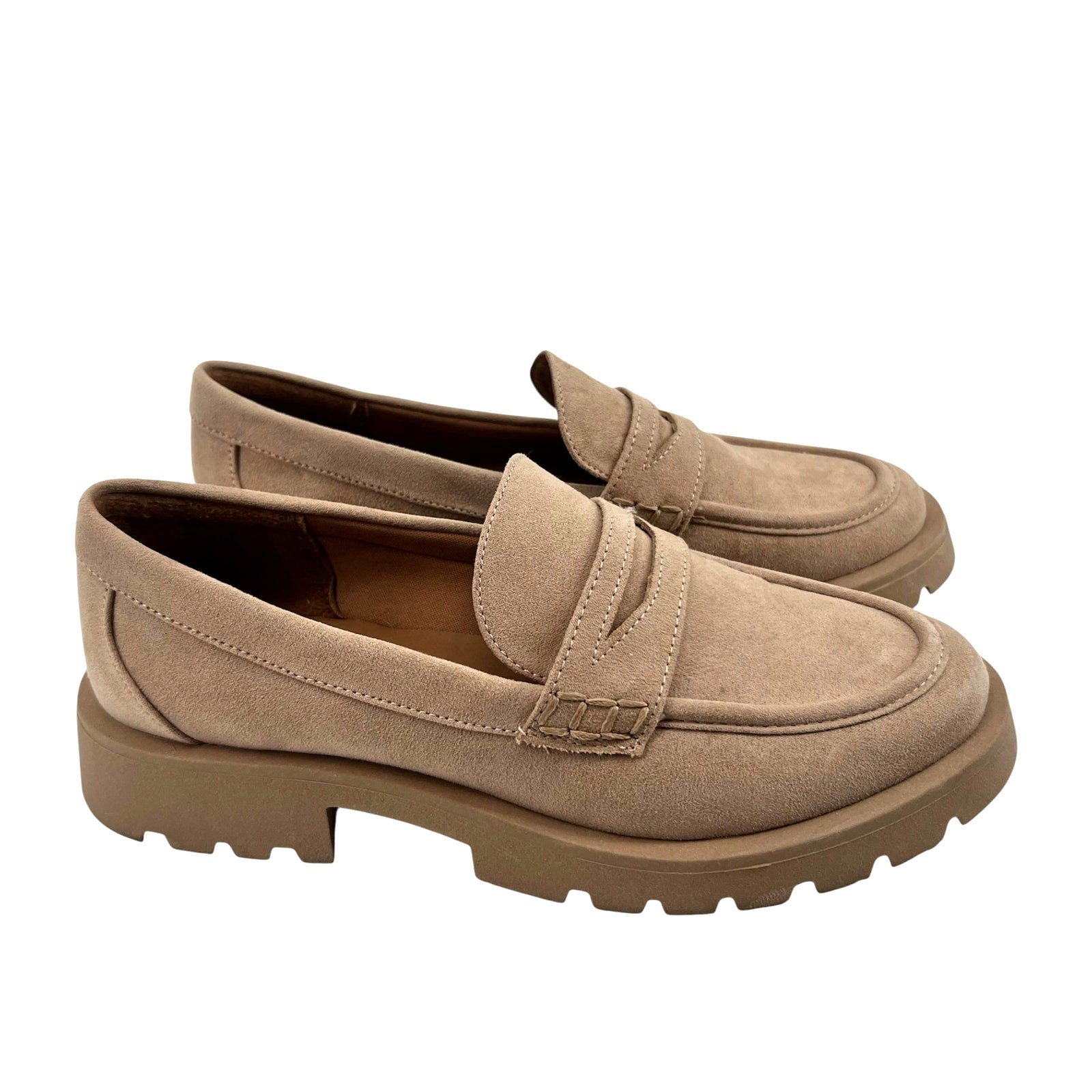 A New Day Women's Archie Loafer Flats Taupe tan memory foam faux suede Size 6.5