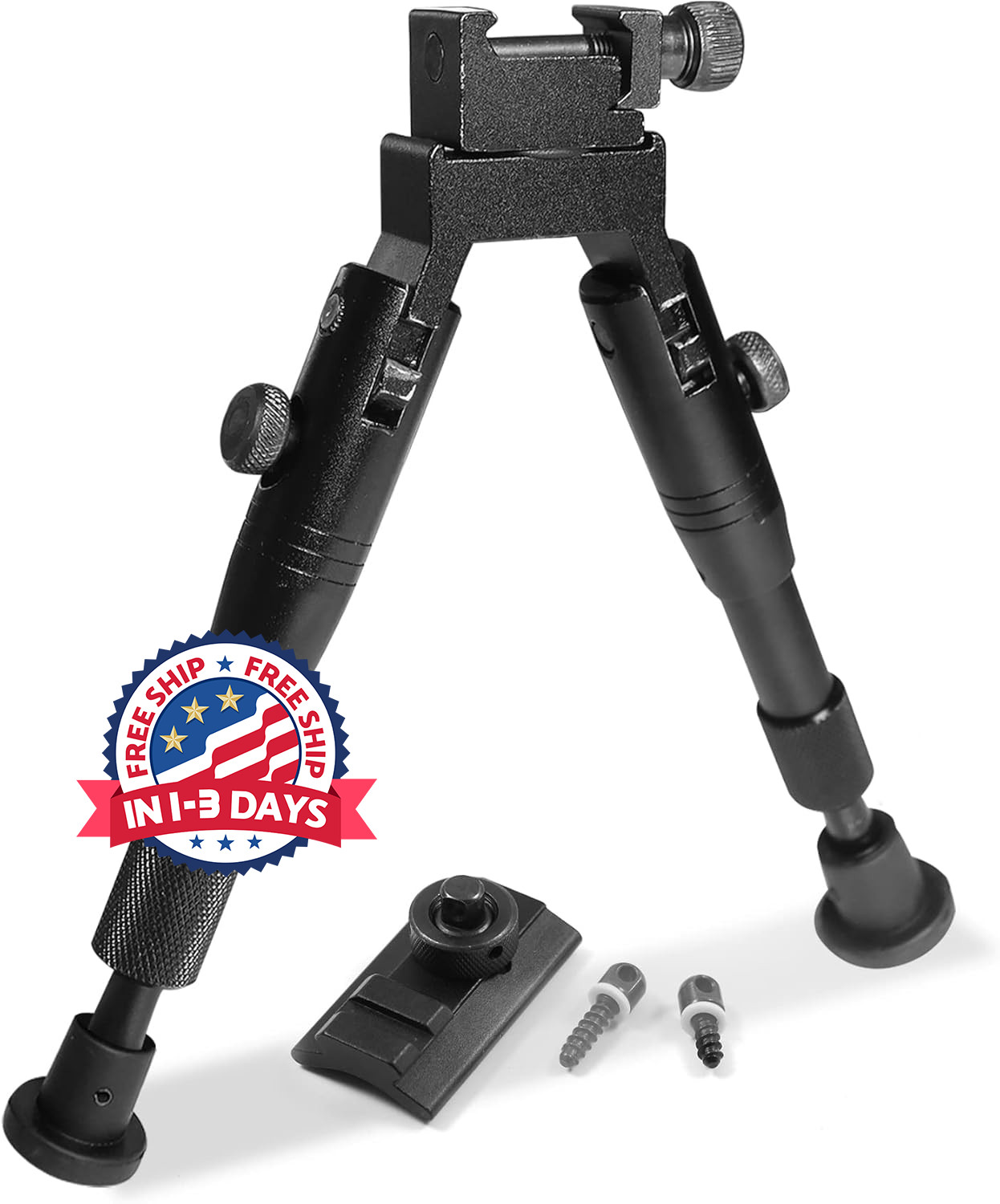 Bípode de rifle de riel plegable con adaptador de perno giratorioBípode de rifle