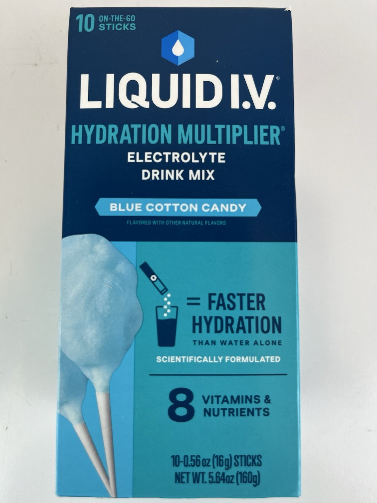 Liquid IV Hydration Multiplier Blue Cotton Candy 10 Servings Electrolytes Vegan