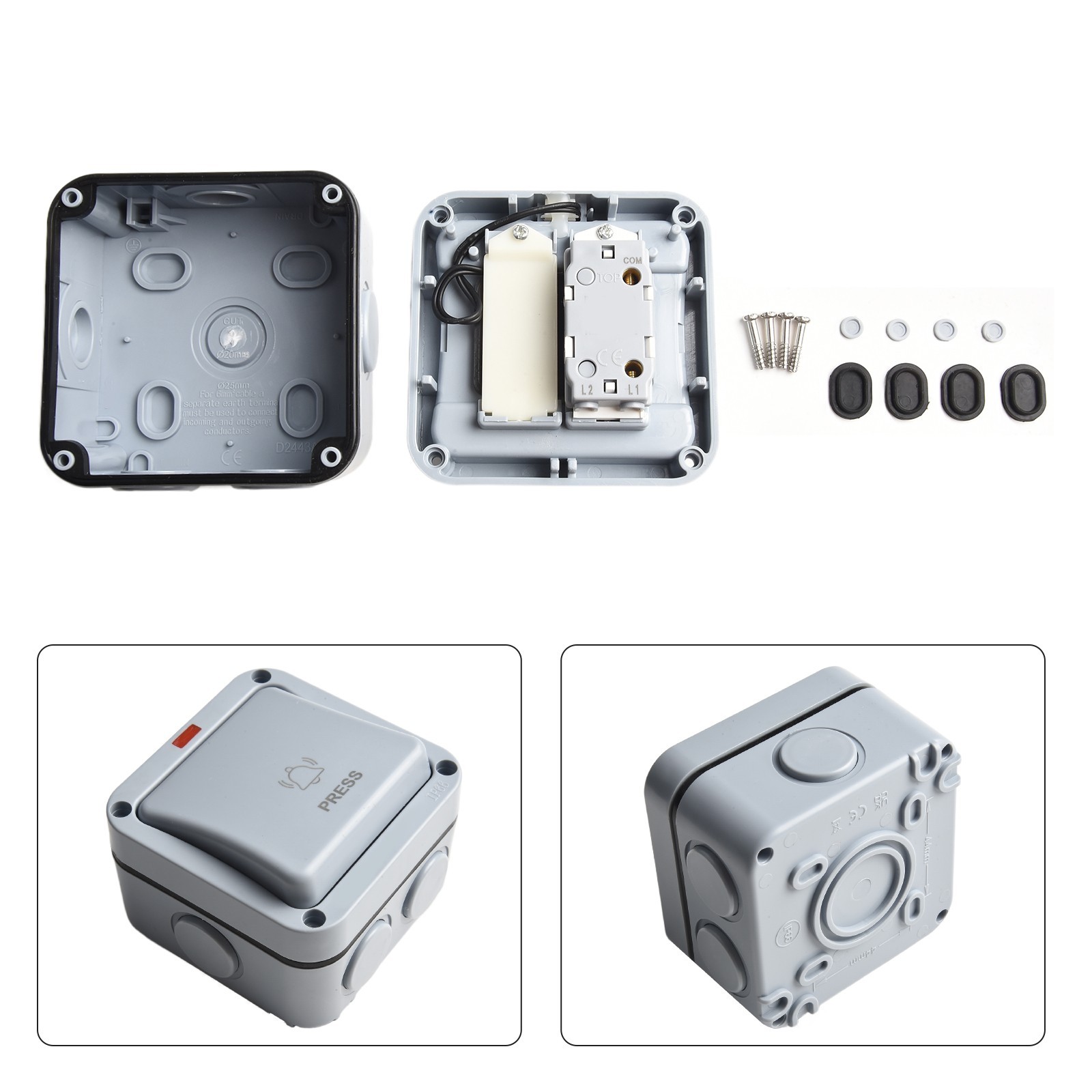 Outdoor Doorbell Button Switch Waterproof and Dustproof 220V~250V Plastic