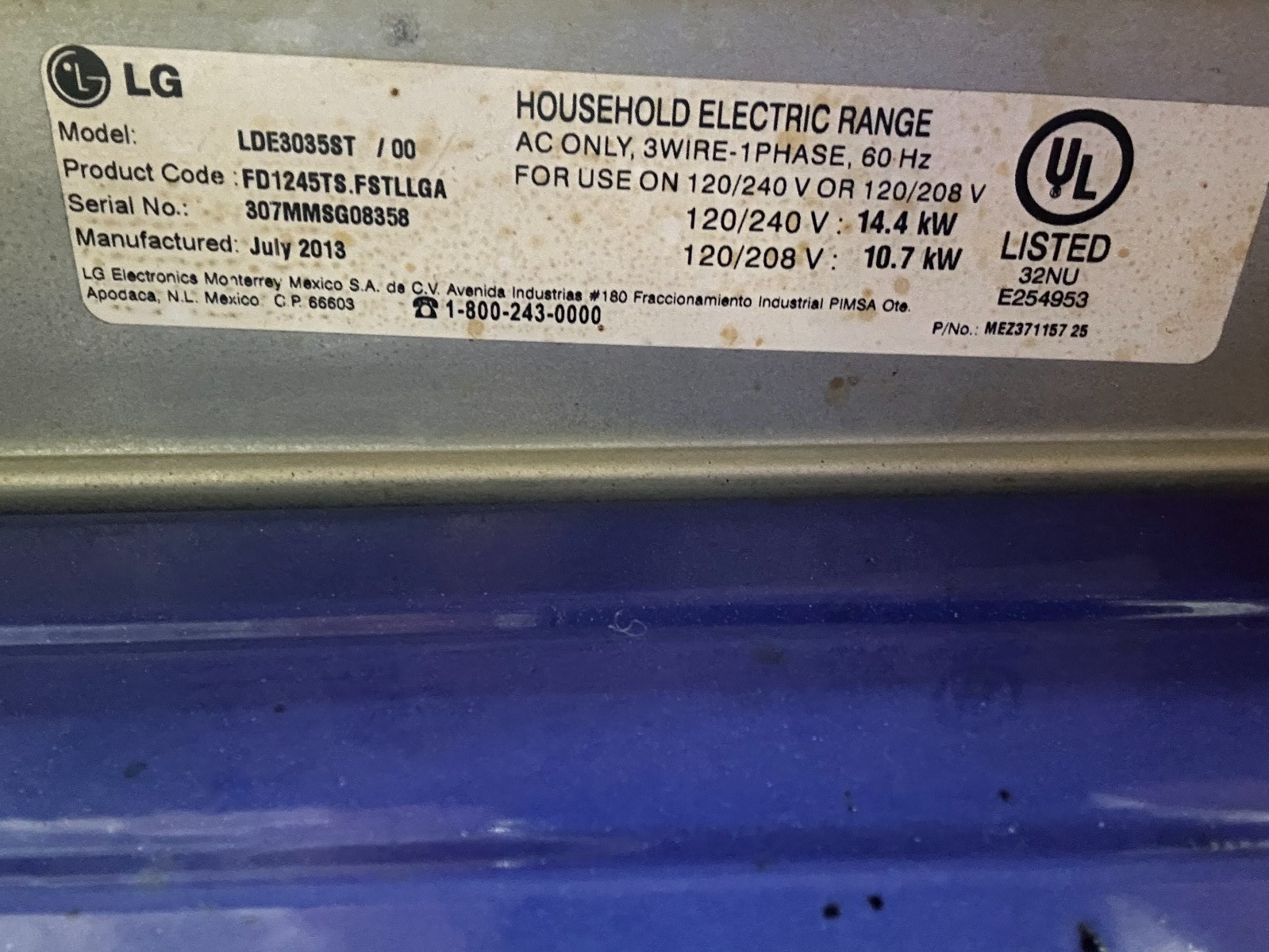 Genuine LG Range Oven Power Control Board # EBR64624605