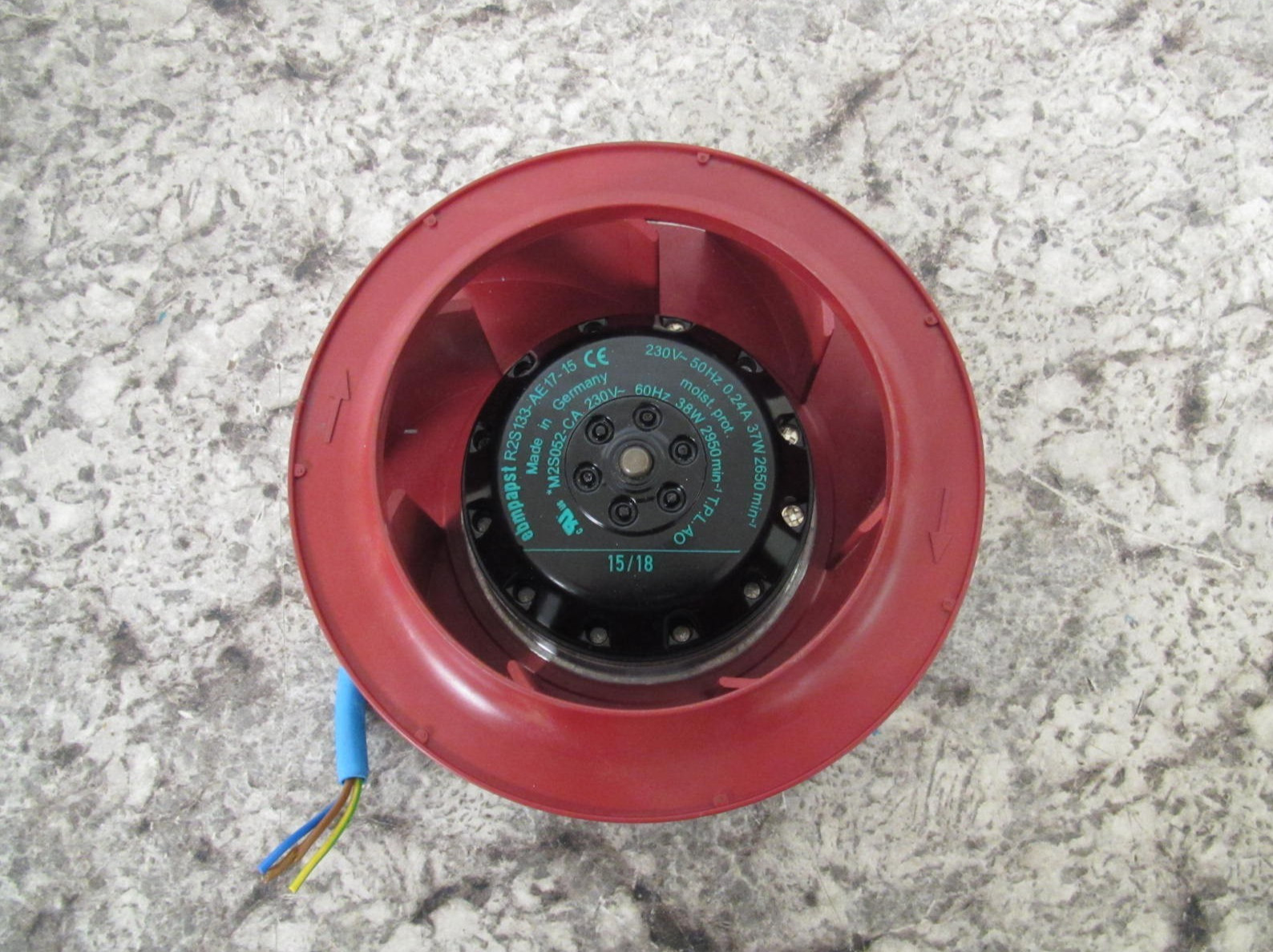 Ebmpapst R2S133-AE17-15 / M2S052-CA 230V 0.24A 37W Centrifugal Fan Motor Used