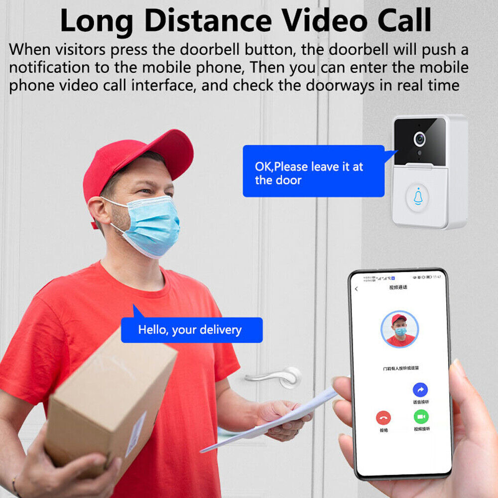 Wireless Security Smart WiFi Doorbell Intercom Video Camera Door Ring Bell Chime