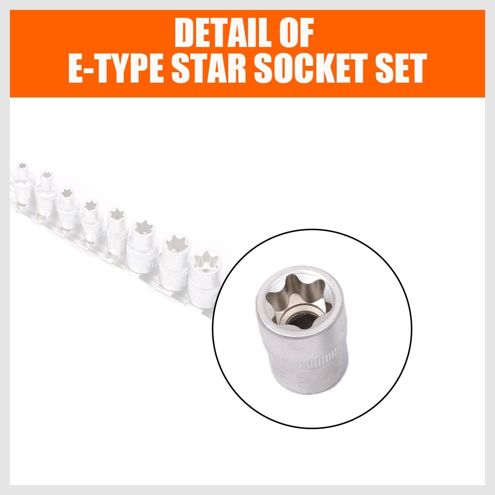 11Pcs E Torx Socket Set Female External Star Socket Set E4 - E20 Torque Socke...