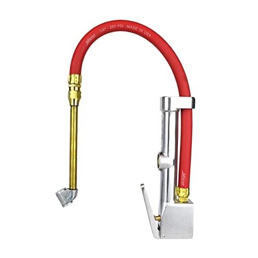 New & Improved - Tire Inflator Gauge with Dual Head Air Chuck 15” 10 Air Hose