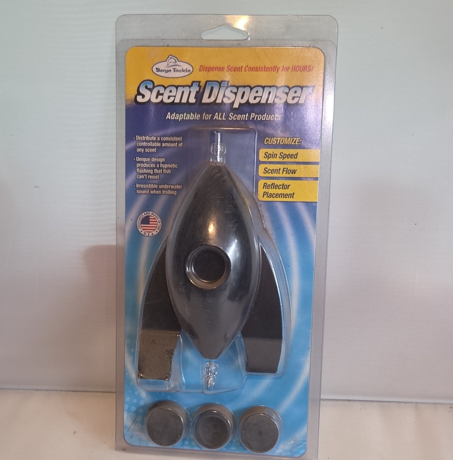 Berge Tackle Black Scent Dispenser Adjustable Release Custom Spin Flow Reflector
