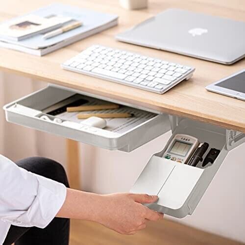 VIVCIN Beige UNDER DESK DRAWER Hidden Self Adhesive Storage Pencil Organizer