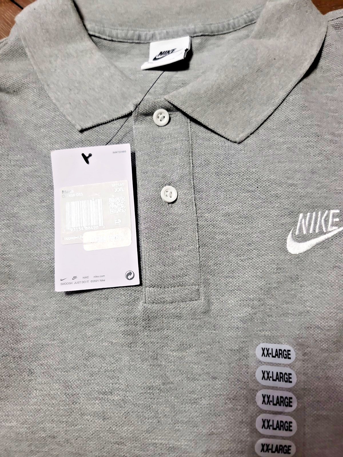 NWT XXL Nike Men's SPORT CASUAL GRAY HEATHER 100% COTTON Polo Shirt CJ4456-063