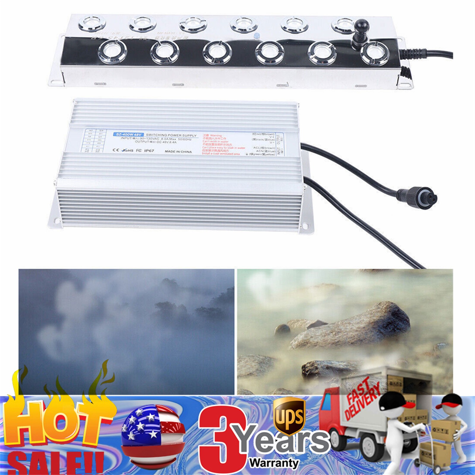 12 Head Ultrasonic Mist Fog Maker Pond Fogger Machine for Hydroponics Landscape