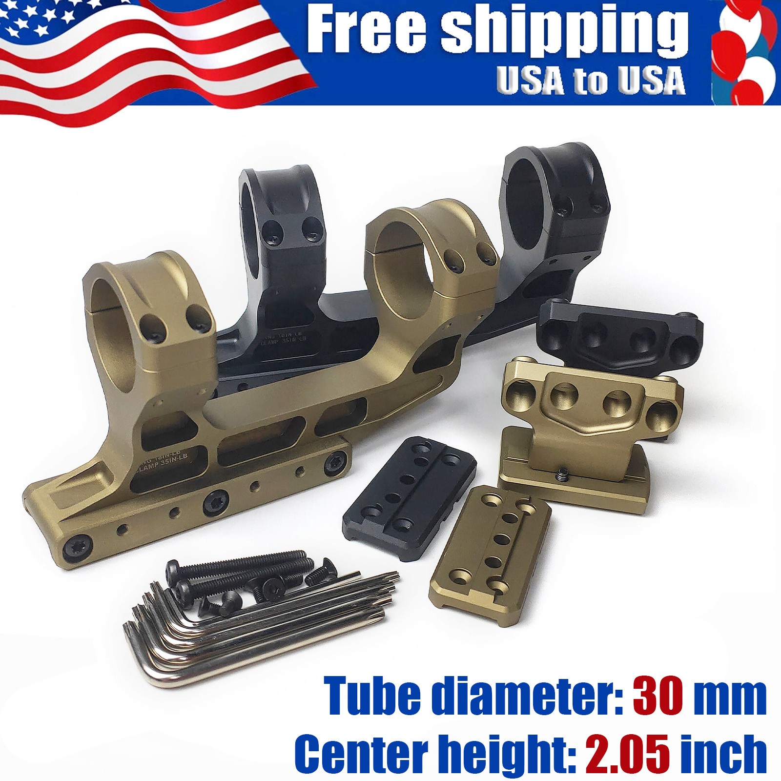 Fast LPVO Scope Mount For 30mm Riflescope,2.05" Center Height W/ Red Dot Offset
