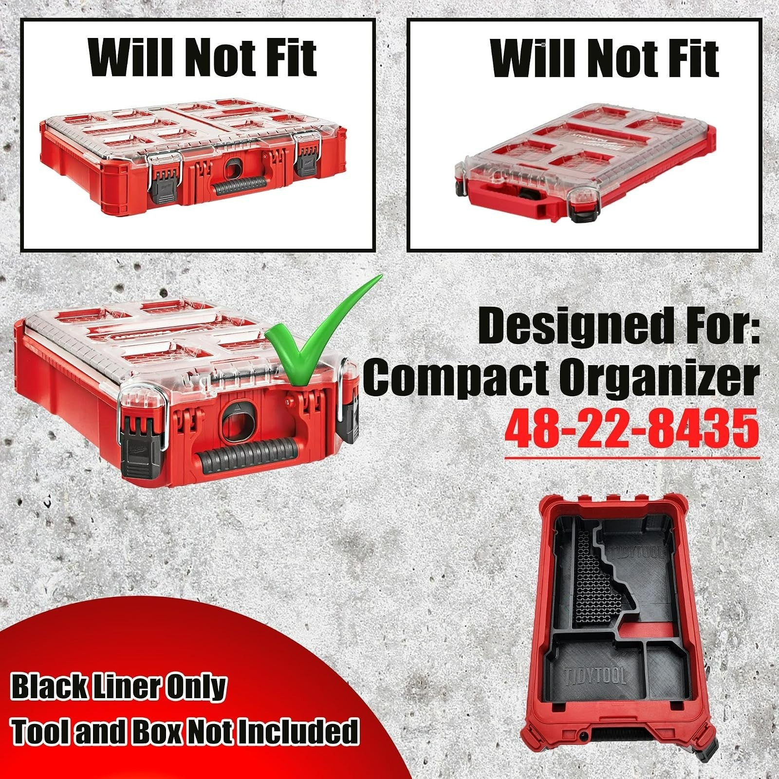 TidyTool Insert for Milwaukee M18 FUEL Impact Driver - Packout Organizer