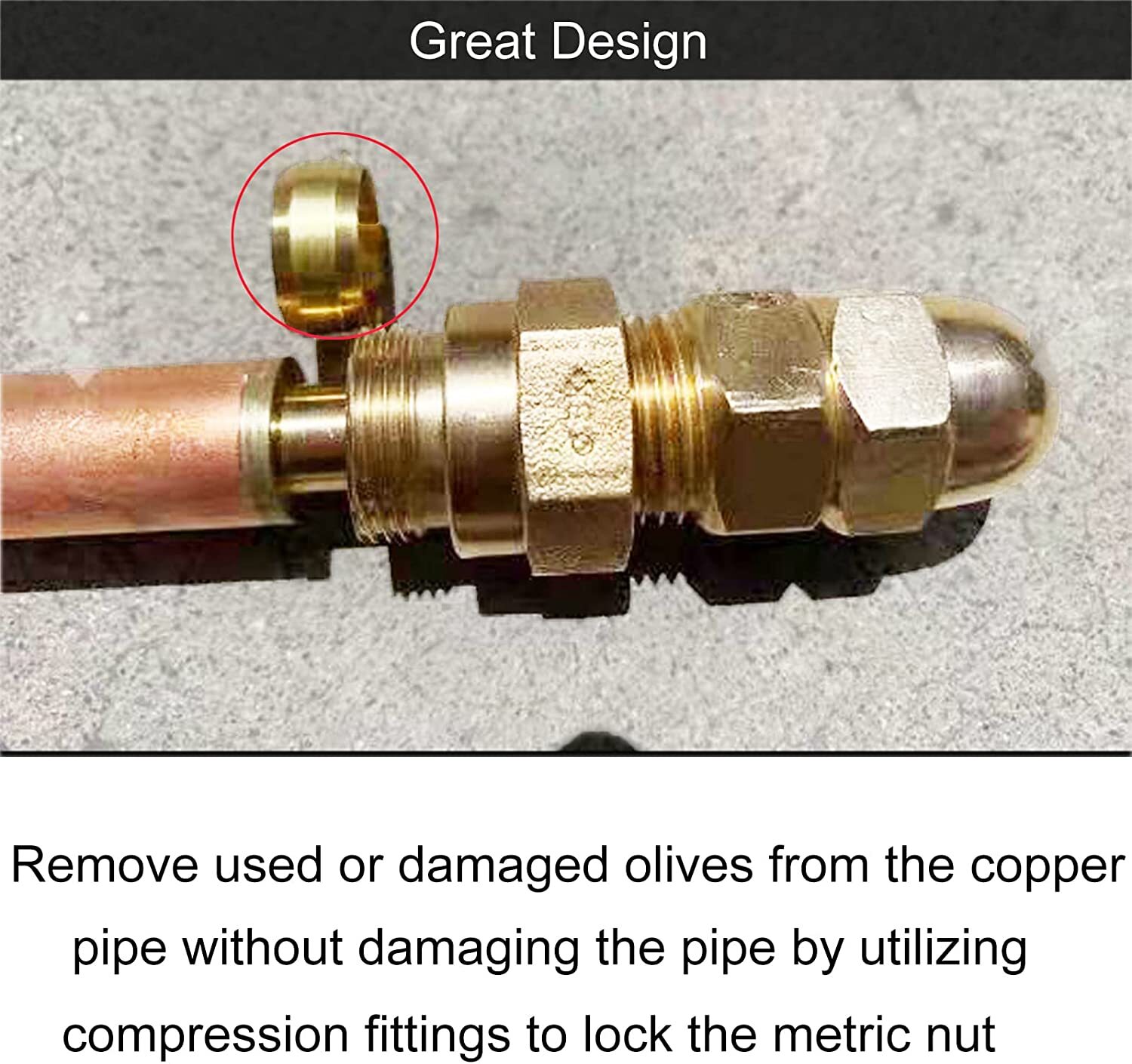 Olive Remover Puller Solid Brass Copper Pipe Fitting Plumbing Tool 1/2" & 3/4"