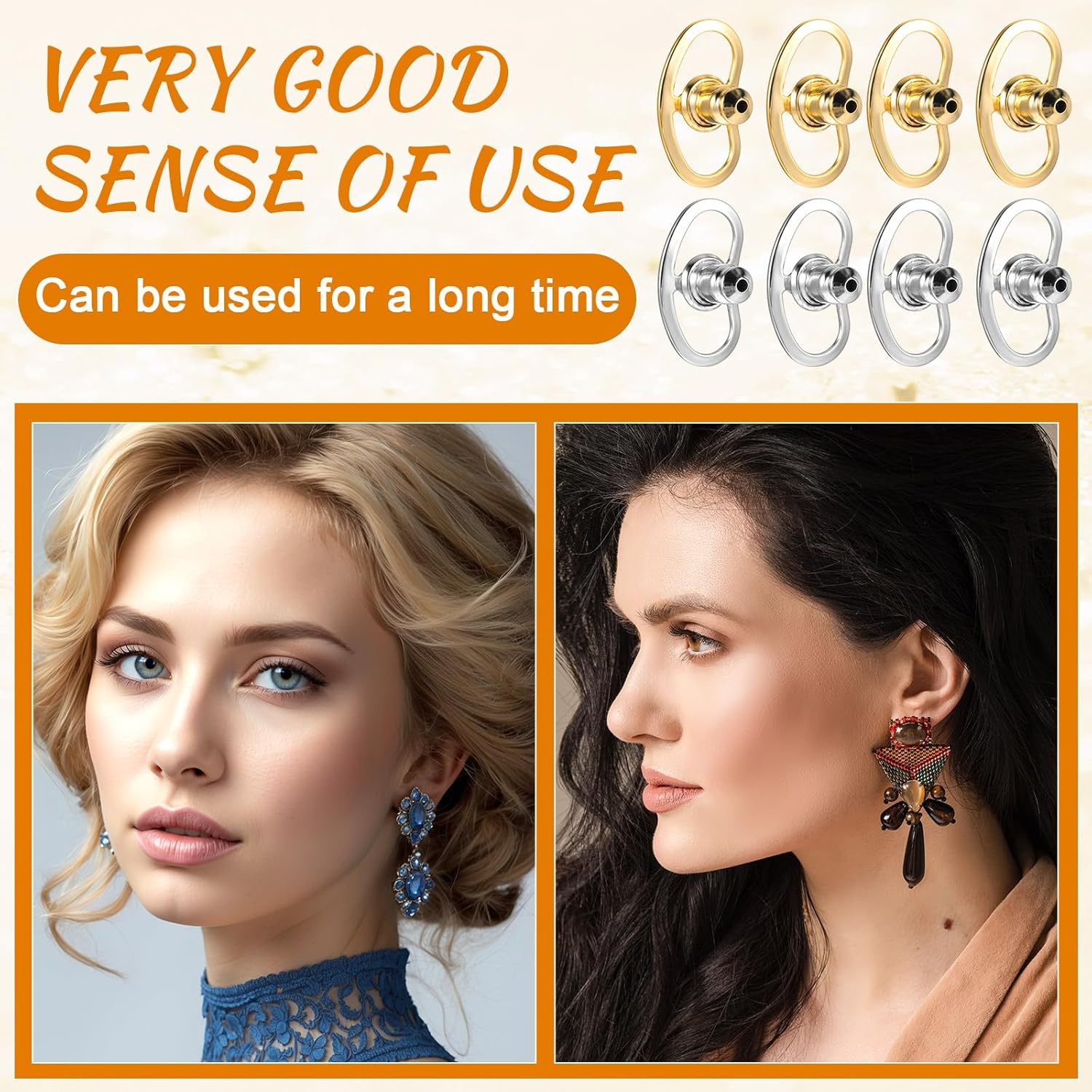 Earring Lifters Backs, 8 Pcs Earring Backs for Droopy Ears Locking Earring Back
